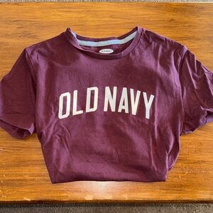 Old Navy Maroon Short-Sleeve Logo Tee with White Lettering
